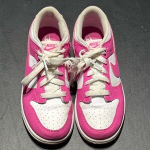 Girls Size 3 Nike Pink and White Tennis Shoes